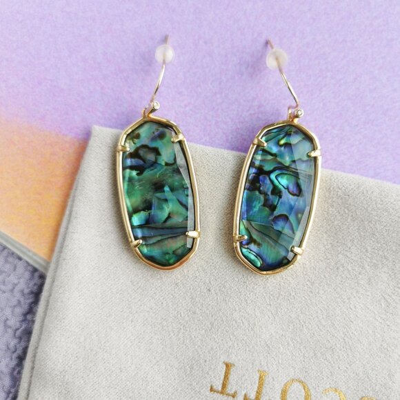 Kendra Scott. Faceted Elle Gold Abalone Drop Earrings - Picture 1 of 3